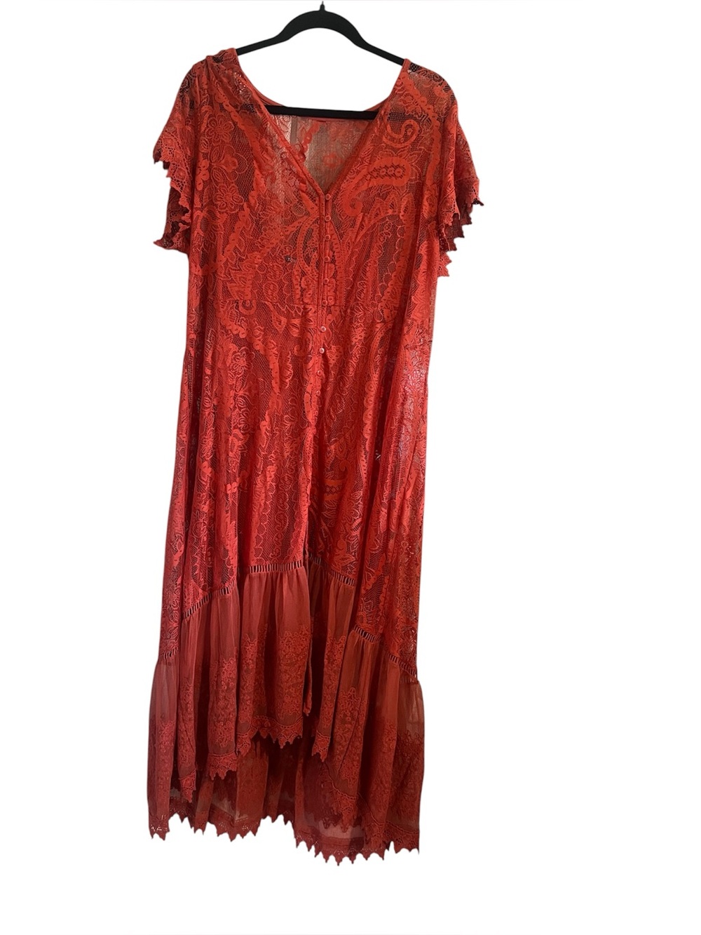 TORRID Hi-Lo Button Front Maxi Dress - Lace Rust